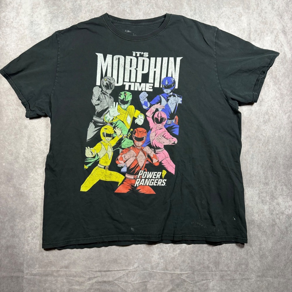 Power Rangers Its Morphin Time Graphic Tee Mens XL Black Short Sleeve T-Shirt